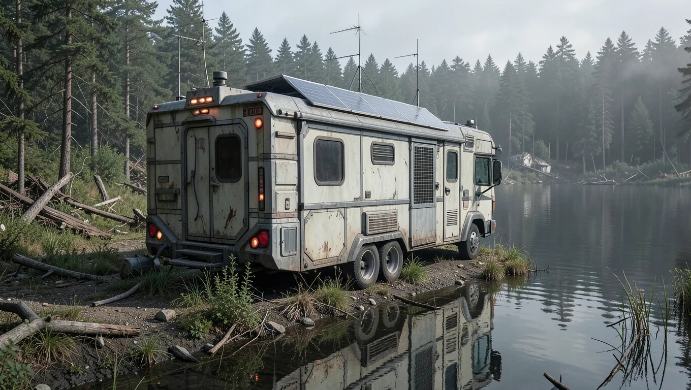 Original camper scene before expanding the canvas