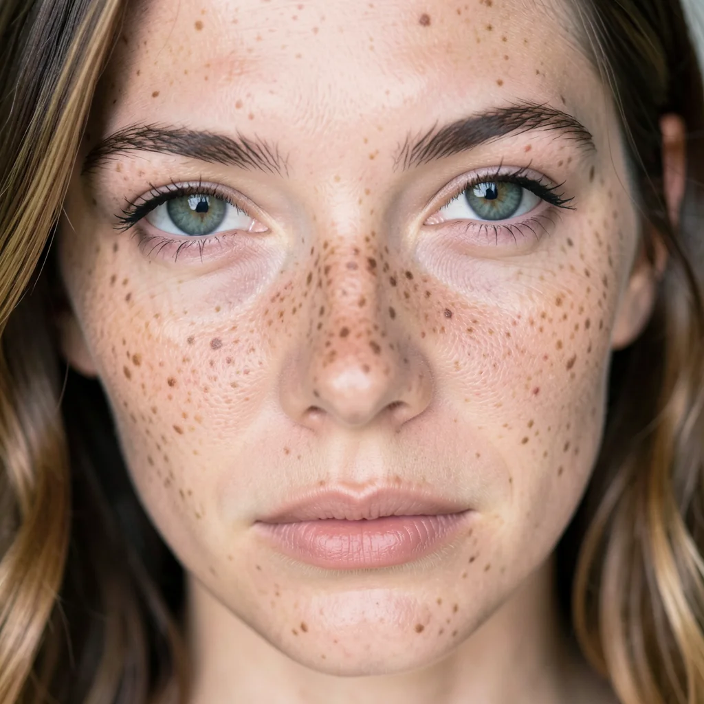 Freckled portrait before Bloom Realism upscaling