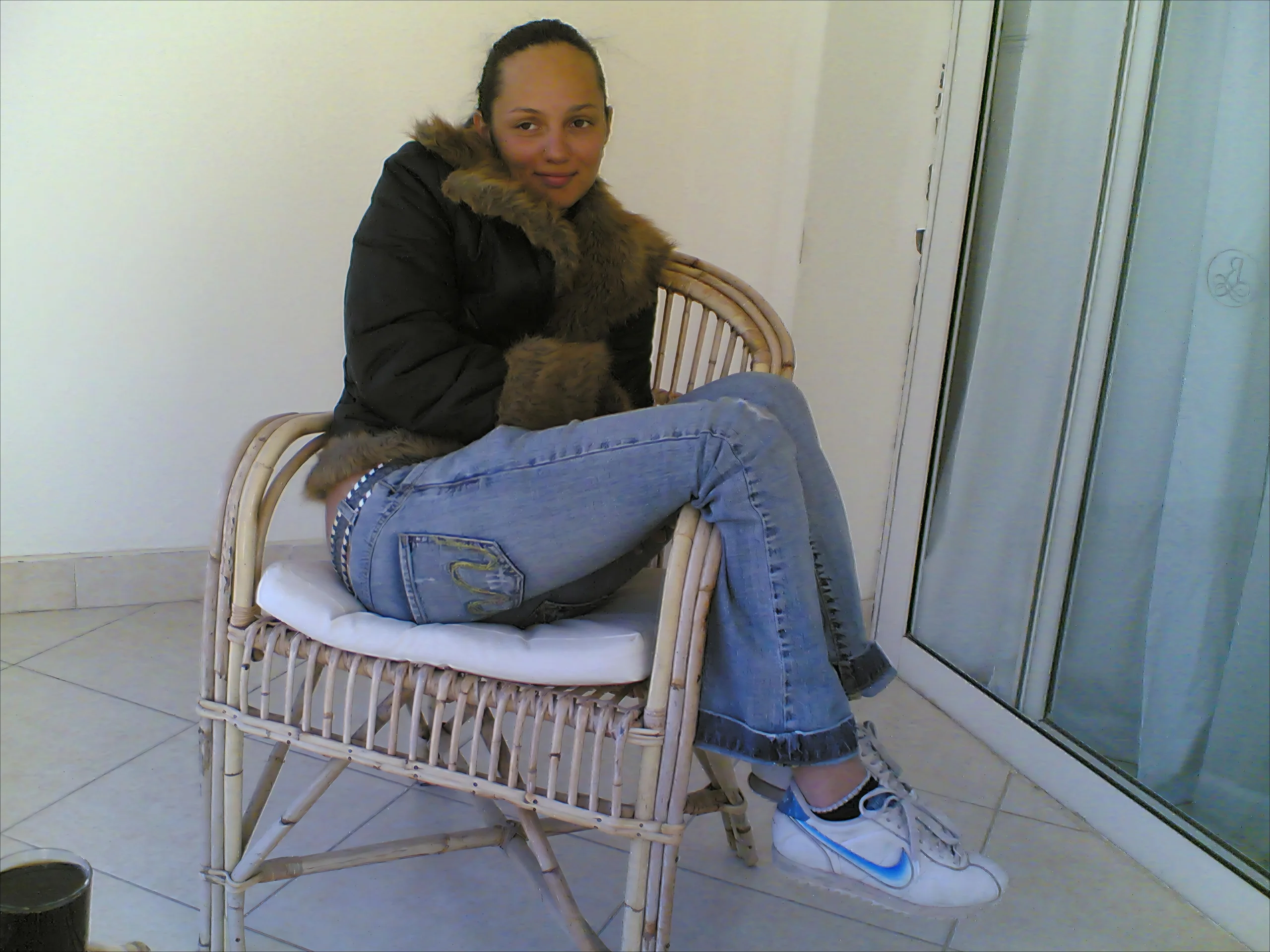 Older seated portrait after Recover 3 upscaling